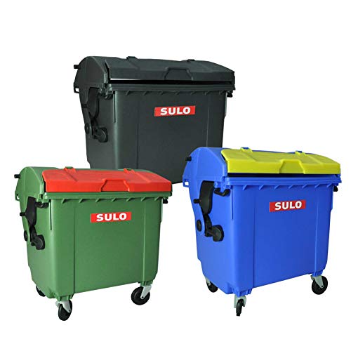 SULO Mini Müllcontainer 3er Set 1100l Mini-Müllcontainer original grau grün blau Miniatur Mülltonne Küchenabfalleimer Kleinaufbewahrung Spielzeug-Mülltonne von SULO