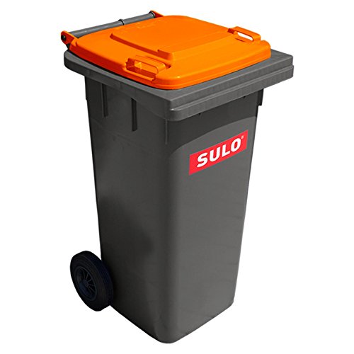 SULO Mülltonne grau mit Deckel Orange 120 Liter von Sulo