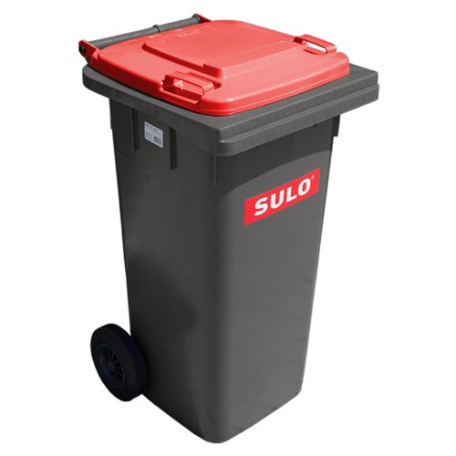SULO Mülltonne grau mit Deckel Rot, 120 Liter von Sulo