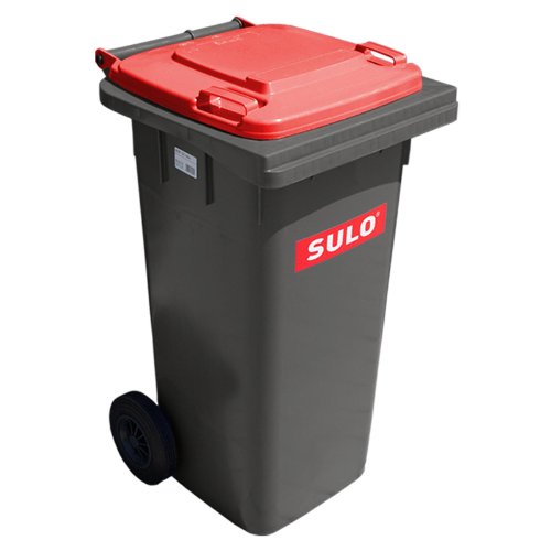 SULO Mülltonne grau mit Deckel Rot, 120 Liter SULO Mülltonne grau mit Deckel Rot, 120 Liter von Sulo