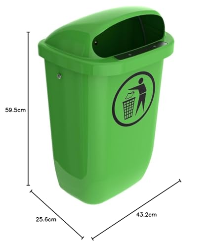 SULO Original Set Abfallbehälter Papierkorb mit Regenhaube | Der Klassiker Made in Germany | 50 Liter | Grün | ohne Zubehör | H740xB432xT256mm von Sulo
