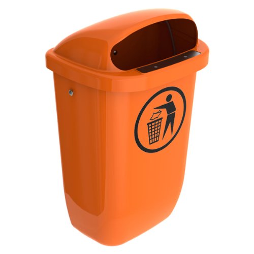 SULO Original Set Abfallbehälter Papierkorb mit Regenhaube | Der Klassiker Made in Germany | 50 Liter | Orange | ohne Zubehör | H740xB432xT256mm von Sulo