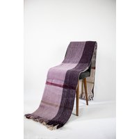 Lila Tartan Plaid Wolldecke, Reine 100% Warme Kuschelige Decke, Wolle Couch Werfen Schafwolle Decke von SultansGem