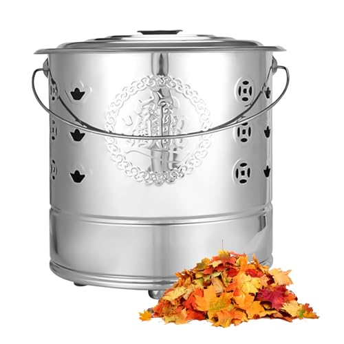 Burn Barrel, Edelstahl Papier Geldbrenner Eimer, verheißungsvolles Fass mit Deckel und Tragegriff für Rituale Beerdigungszeremonie Qingming Festival von Sulxyi