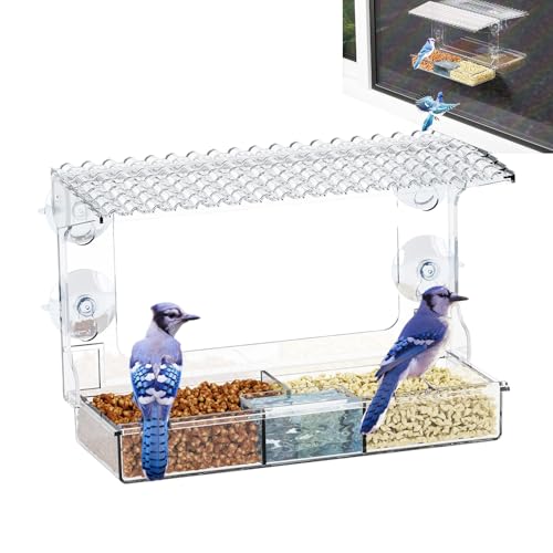 -Futterspender für den Außenbereich, Vogelhaus-Futterstation – Beobachtungszubehör mit Saugnapf, transparente Outdoor-Dekoration für Naturliebhaber, Hof, Rasen, Hinterhof, Balkon, Terrasse von Sulxyi