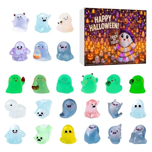 Halloween Kalender Figuren | Leuchtende Zombie Figurinen Für Den - Deko Puppe Aus Harz Für Schreibtisch Und Geisterhaus - Gruseliges von Sulxyi