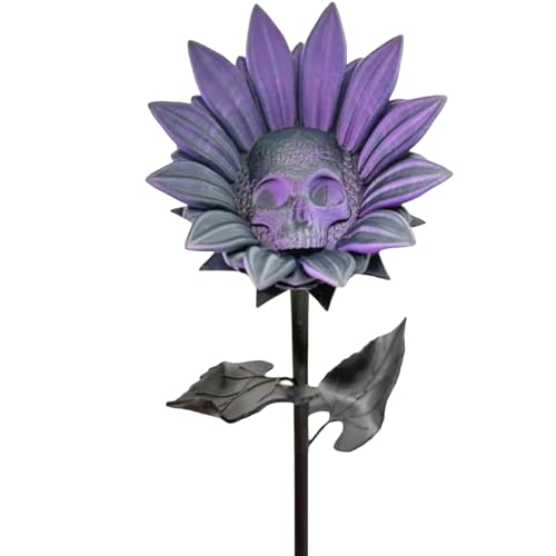 Halloween -Schädel -Sonnenblumen, leicht zu errichten und auszustellen, 3D -gedruckte gotische Blütendekor, Fantasy Skull Sonnenblume, vielseitiges Dekorationsstück, für Gartentisch Vase -Kamin von Sulxyi