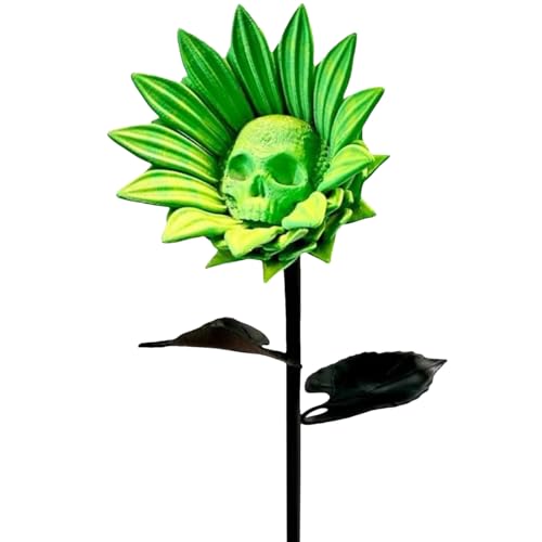 Halloween -Schädel -Sonnenblumen, leicht zu errichten und auszustellen, 3D -gedruckte gotische Blütendekor, Fantasy Skull Sonnenblume, vielseitiges Dekorationsstück, für Gartentisch Vase -Kamin von Sulxyi