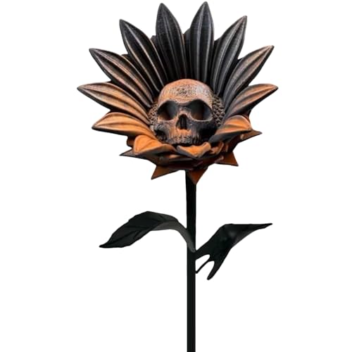Halloween -Schädel -Sonnenblumen, leicht zu errichten und auszustellen, 3D -gedruckte gotische Blütendekor, Fantasy Skull Sonnenblume, vielseitiges Dekorationsstück, für Gartentisch Vase -Kamin von Sulxyi