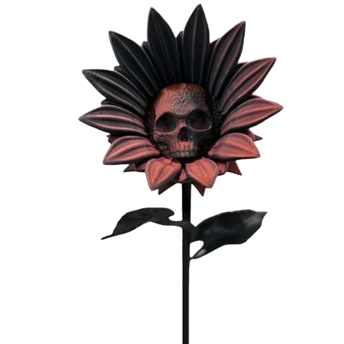Halloween -Schädel -Sonnenblumen, leicht zu errichten und auszustellen, 3D -gedruckte gotische Blütendekor, Fantasy Skull Sonnenblume, vielseitiges Dekorationsstück, für Gartentisch Vase -Kamin von Sulxyi