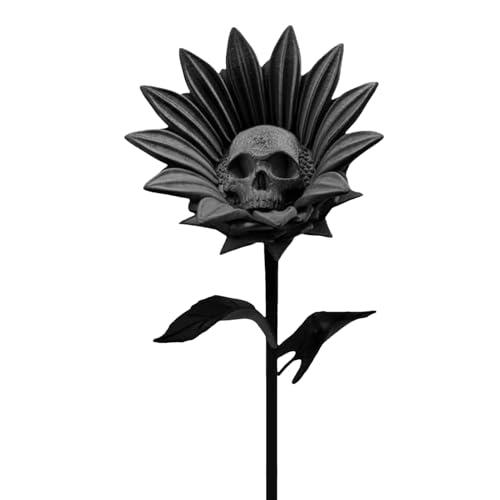 Halloween -Schädel -Sonnenblumen, leicht zu errichten und auszustellen, 3D -gedruckte gotische Blütendekor, Fantasy Skull Sonnenblume, vielseitiges Dekorationsstück, für Gartentisch Vase -Kamin von Sulxyi