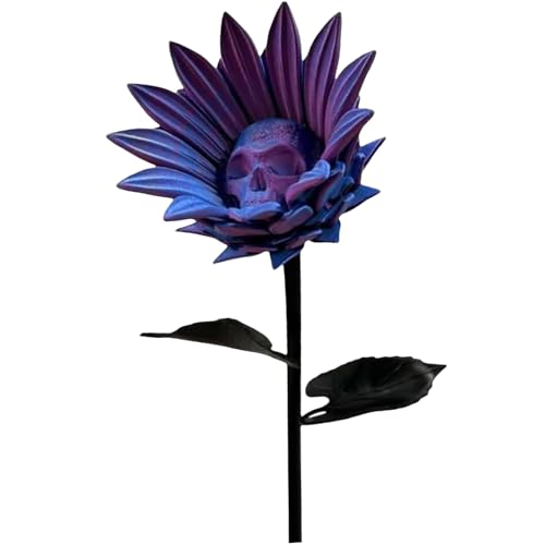Halloween -Schädel -Sonnenblumen, leicht zu errichten und auszustellen, 3D -gedruckte gotische Blütendekor, Fantasy Skull Sonnenblume, vielseitiges Dekorationsstück, für Gartentisch Vase -Kamin von Sulxyi