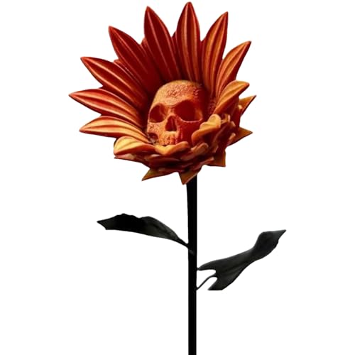 Halloween -Schädel -Sonnenblumen, leicht zu errichten und auszustellen, 3D -gedruckte gotische Blütendekor, Fantasy Skull Sonnenblume, vielseitiges Dekorationsstück, für Gartentisch Vase -Kamin von Sulxyi