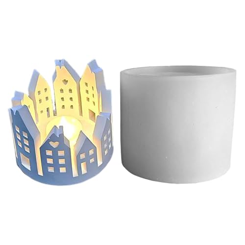 Kerzenhalter-Formen für Zement, Ringhaus, Kerzenhalter, Silikonharz-Formen – 3D-Ringhaus-Silikon für Harz, Beton, Gipsform von Sulxyi