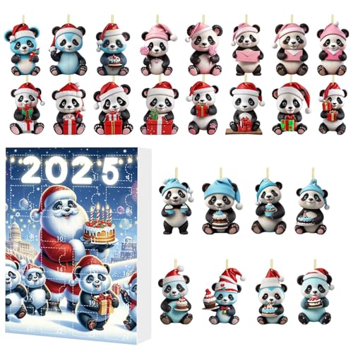 Panda Ornamente Advent 24 Tage | 2D Acryl Panda Hängende Ornamente Countdown Kalender - Hängender Tier Rückspiegel Charm für Kinder Rucksack Fenster Balkon Auto Haustür Mädchen Weihnachten Tr von Sulxyi