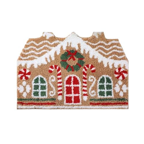 Sulxyi Gingerbread House Christmas Teppich, 60x40 cm, Nicht rutschfestes Rücken, lustige Outdoor-Türmatte, Frohe Weihnachten Santa Teppichtürmatte, leicht zu reinigende Material Sulxyi Gingerbread House Christmas Teppich, 60x40 cm, Nicht rutschfestes Rücken, lustige Outdoor-Türmatte, Frohe Weihnachten Santa Teppichtürmatte, leicht zu reinigende Material von Sulxyi