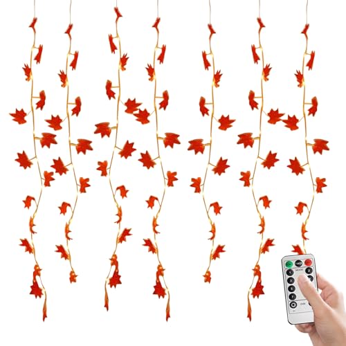 Sulxyi Herbstlichterkette | USB Batterie Lichterkette Herbstdekoration Mit Timer - Deko Beleuchtung Fernbedienung Ambiente 8 Modi,Für Zuhause Deko Wohnzimmer Kamin Wand Bauernhof Terrasse Garten von Sulxyi