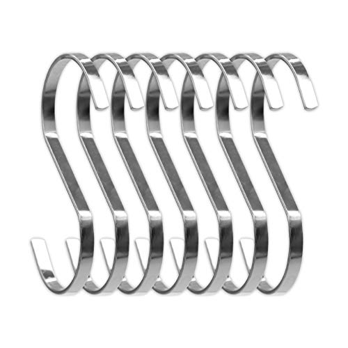 SumDirect 10Pcs 10 cm flach S Form chrom Finish schwere Edelstahl-Haken zum Aufhängen für Schal, Bekleidung, Geschirr, Geschirr, Pflanzen, Handtücher, Gartengeräte, Silber von SumDirect