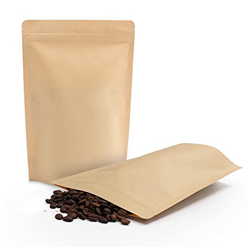 SumDirect 50 Stk Papier Beutel Kraftpapier mit Folie Ausgekleideten,Papiertütchen mit Boden für die verpackung von kaffee,tee lebensmittel (17x24CM) von SumDirect