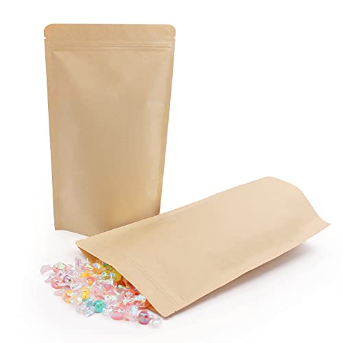 SumDirect 50 Stk Papier Beutel Kraftpapier mit Folie Ausgekleideten,Papiertütchen mit Boden für die verpackung von kaffee,tee lebensmittel (18x30CM) von SumDirect