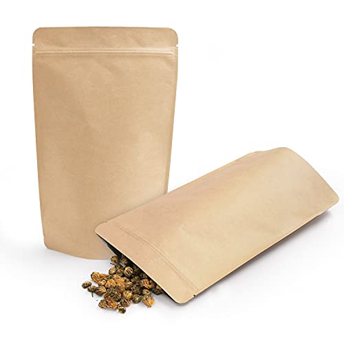 SumDirect 50 Stk Papier Beutel Kraftpapier mit Folie Ausgekleideten,Papiertütchen mit Boden für die verpackung von kaffee,tee lebensmittel 15x24CM) von SumDirect