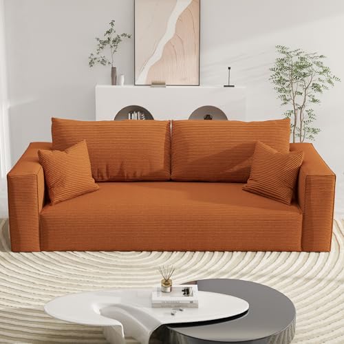 SumKea Schlafsofa Couches für Wohnzimmer, Luxuriöse moderne Couch mit tiefer Sitzfläche, keine Montage erforderlich, 3-Sitzer, Orange von SumKea