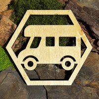 Camping Deko Hexagon „Camping Abenteuer - [ Wohnmobil]" Gelasertes Naturholz-Design Geschenk Holz Schild von SumaLaserdesign