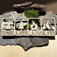 Camping Deko Schild "One Life. Life It" Motivierende Camper Dekoration Aus Holz Für Alle Die Freude Am Haben. Geschenk von SumaLaserdesign