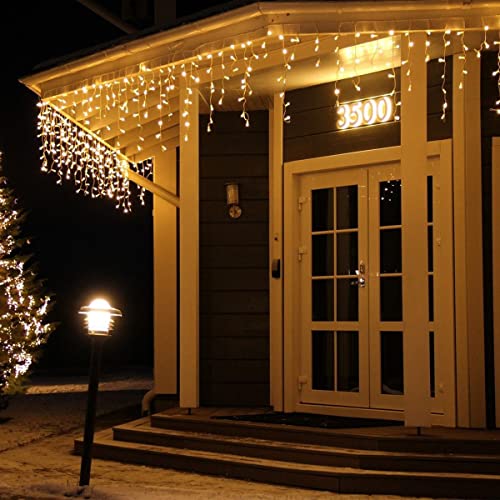 Lichterkette Außen, 35M 1000er LED Lichterkette Eisregen Außen mit Timer, Weihnachtsbeleuchtung Außen, Lichterkette Außen Strom Wasserdicht mit 8 Modi Memory-Funktion für Garten, Dach, Warmweiß Lichterkette Außen, 35M 1000er LED Lichterkette Eisregen Außen mit Timer, Weihnachtsbeleuchtung Außen, Lichterkette Außen Strom Wasserdicht mit 8 Modi Memory-Funktion für Garten, Dach, Warmweiß von Sumairs