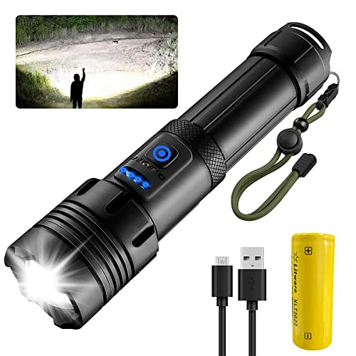 Taschenlampe, Taschenlampe LED Aufladbar, 20000 Lumen LED Taschenlampe Extrem Hell mit 5 Modi, Taschenlampe Batteriebetrieben, LED Taschenlampe Zoombar für Outdoor, Camping, Geschenk(26650 Akku) von Sumairs