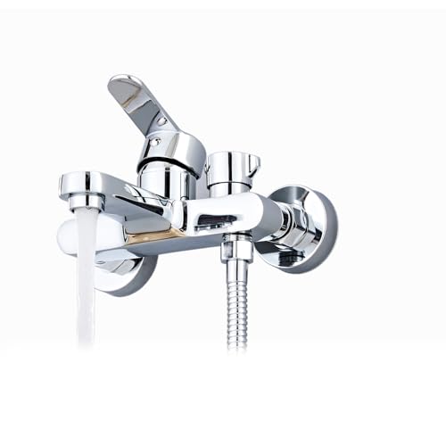 Sumeber Badewannenarmatur Wandmontage Wandmontage Einhand-Wannenarmatur Badewanne Wannenarmatur, Messing Duscharmatur Wasserhahn Badewanne Set, chrom von Sumeber