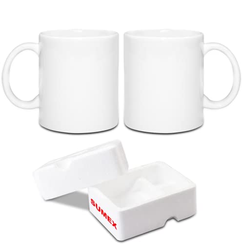 Sumex 325ml 2er-Set Sublimation Tassen Sublimationsbecher Weiß Keramiktasse,11 Unzen Tasse Sublimation für Kaffee Milch Tee von Sumex