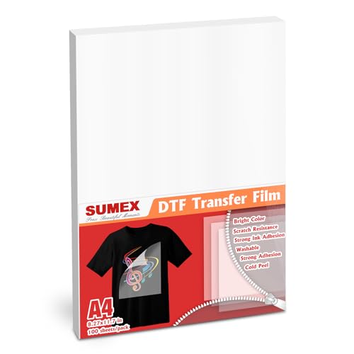 Sumex DTF Transfer Film Papier A4 Doppelseite 100Sheets PET Wärmeübertragung Papier für Epson Inkjet Drucker von Sumex