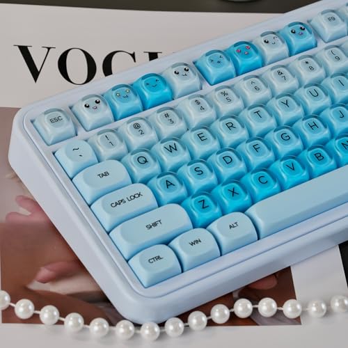 132 Tasten PBT Dye Sub Blau Jelly Keycaps MOA Profil Tastenkappen Kompatibel mit Wooting Tastatur 61/64/87/104/108 Cherry Mx Switches Mechanische Tastaturen von Sumgsn