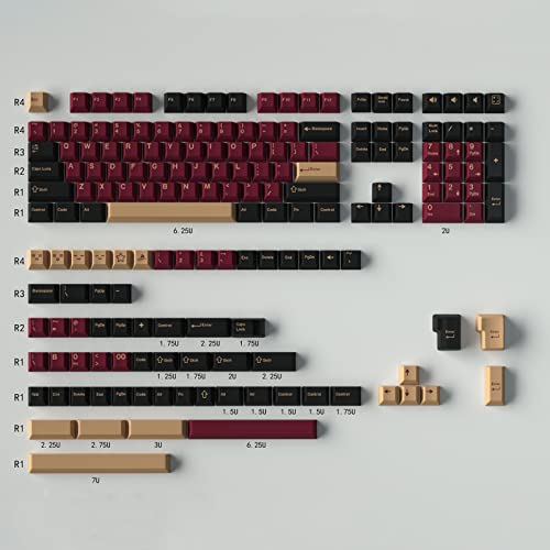 Double Shot Tastenkappen 173 Tasten Cherry Profil Red Samurai Keycaps Set für ANSI/ISO Layout Cherry MX Switches Mechanische Gaming Tastatur von Sumgsn