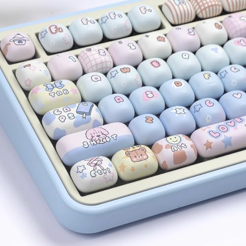 PBT Cute Keycaps, Blue MOG Profile Keycap, 139 Keys Rounded Custom Keycap Set for Mx Cherry Mechanical Keyboard 60 75 100 Prozent (Blue) von Sumgsn
