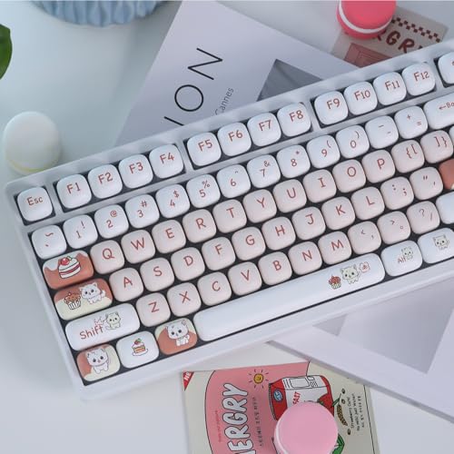 Sumgsn PBT Cute Cat MOG Profile Keycap Set, 139 Tasten, Hellrot, MX Cherry Mechanische Tastatur 60 75 100 Prozent von Sumgsn