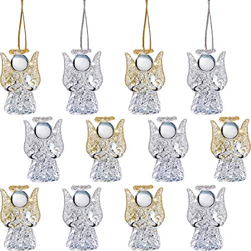 12 Stücke Weihnachten Engel Ornament Mini Sized Clear Glas Hängend Engel Ornament Baum Hängen Engel Dekoration für Weihnachtsbaum Dekor von Sumind