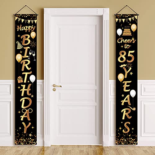 2 Stücke 85. Geburtstag Party Dekorationen Cheers to 85 Years Banner Veranda Schild Tür Hängend Banner 85. Party Dekoration Willkommen Veranda Schild für 85 Jahre Geburtstag, 71 x 12 Zoll von Sumind