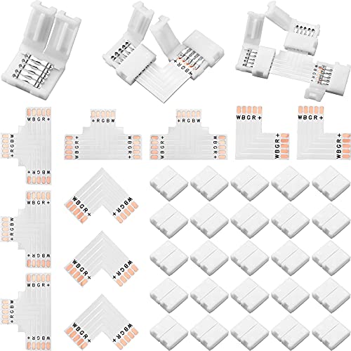 35 Stücke LED Streifen Verbinder 5 Poliger 10 mm Lötfrei LED Licht Anschluss L Form LED Lichter Verlängerung T Form Lötfrei LED Adapter Anschluss für 5050 3528 Lichterketten Anschlüsse von Sumind