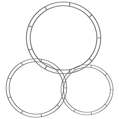 Sumind 3 Stück Flachdraht Ringe Draht Kranz Rahmen Draht Kranz Herstellung Ringe für Neujahr Valentines Dekoration (10 Zoll, 12 Zoll, 14 Zoll) von Sumind