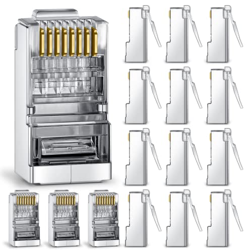 Sumind 50 Stück Cat6 Leiter Cat6 Geschirmt RJ45 8P8C Stecker für STP Ethernet Netzwerkkabel Modular Stecker Crimp von Sumind