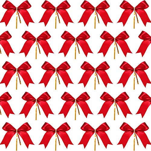 Sumind 72 Stück Weihnachtsbogen Red Ribbon Bow Schwalbenschwanz Bowknot mit Goldenen Krawatten für Weihnachtsbaum, Weihnachtskranz, Geschenk Dekoration von Sumind