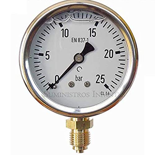 Suinga MANOMETER Glycerin-Zifferblatt 0-25 Bar 1/4". Verwendet in Sanitär- und Gartenbauanwendungen zur BERECHNUNG des genauen Betriebsdrucks in den Rohren. von Suinga