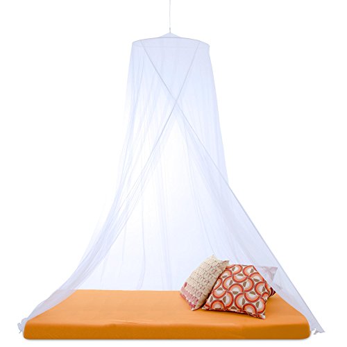 Sumkito Moskitonetz Einzelbett weiß Mückennetz rund Bettvorhang 1 Eingang Insektenschutz von Sumkito