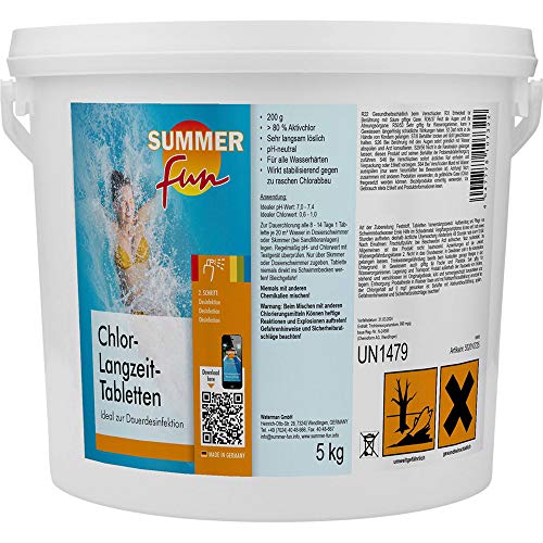 Summer Fun 0505705SF Chlor - Langzeit Tabletten 200g im 5 kg Eimer von Summer Fun