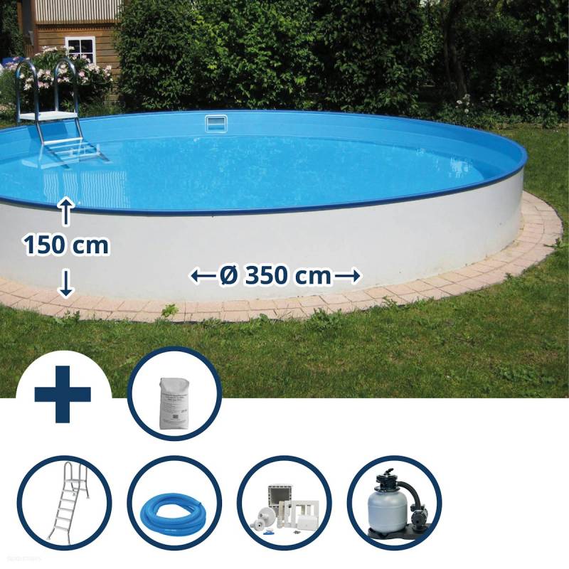 Summer Fun Stahlwand Pool-Set BAHRAIN Halbhoch-Einbaubecken Ø 350 x 150 cm von Summer Fun