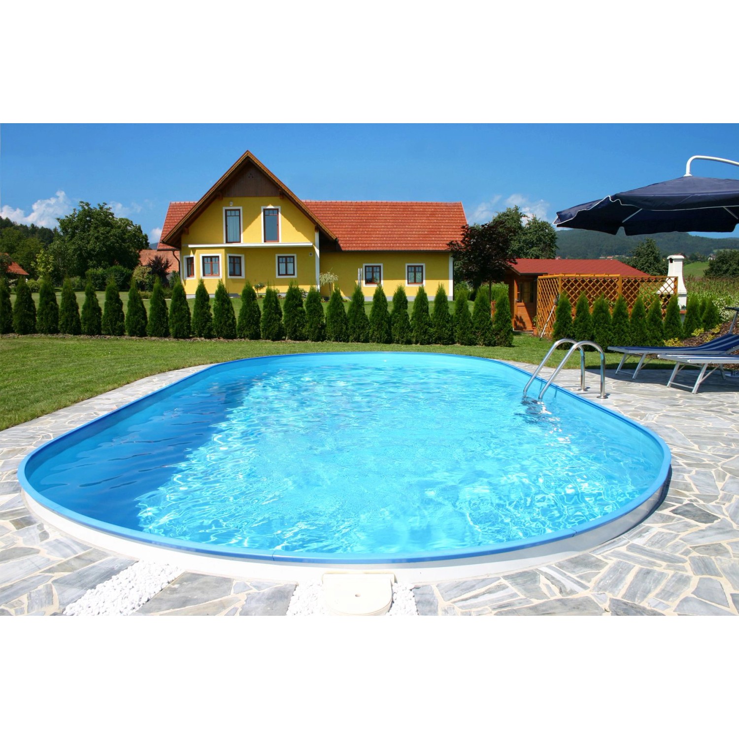 Summer Fun Stahlwand Pool-Set FERRARA Einbaubecken Ovalf. 525x320x120cm von Summer Fun