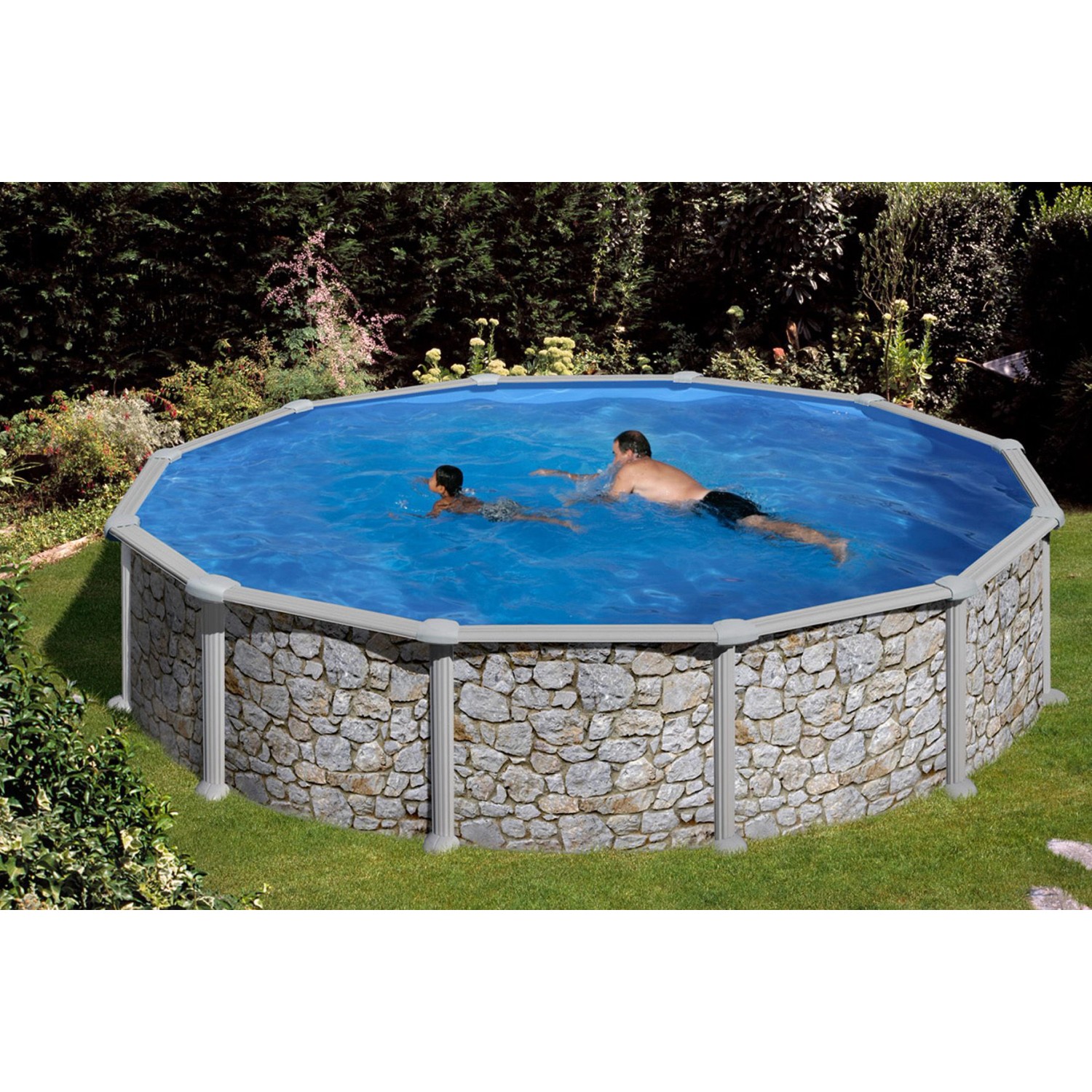 Summer Fun Stahlwand Pool-Set Stein-Dekor VIGO Aufstellbecken rund  Ø 460 x 120c von Summer Fun