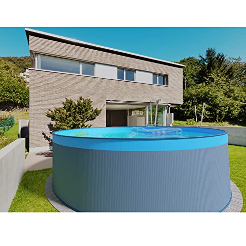 Stahlwandpool Set rund Arizona 350x90 cm, Stahl 0,3 mm anthrazit, Folie 0,2 mm blau, Overlap von Summer Fun